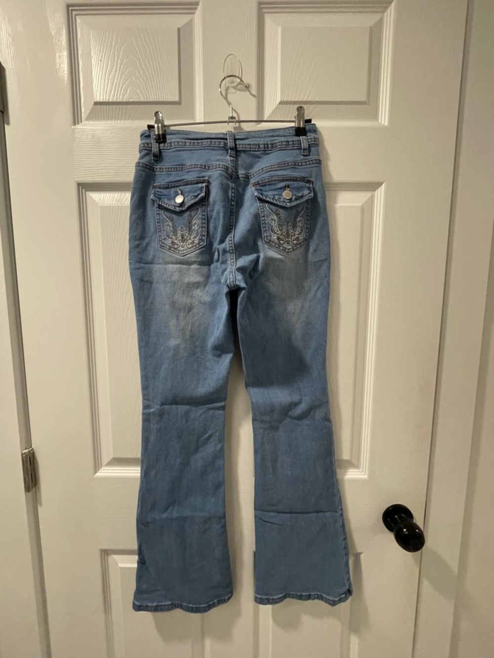 Light Blue Women's Flared Jeans - Picture 2 of 8